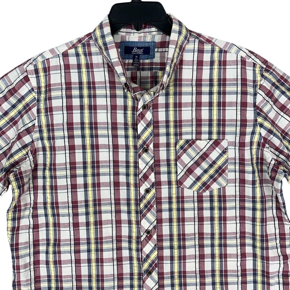 GH Bass Shirt Mens Extra Large Button-Down‎ Short-Sleeve Business Casual Plaid
